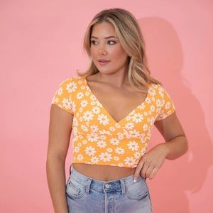 NWOT Floral Tee Crop Top